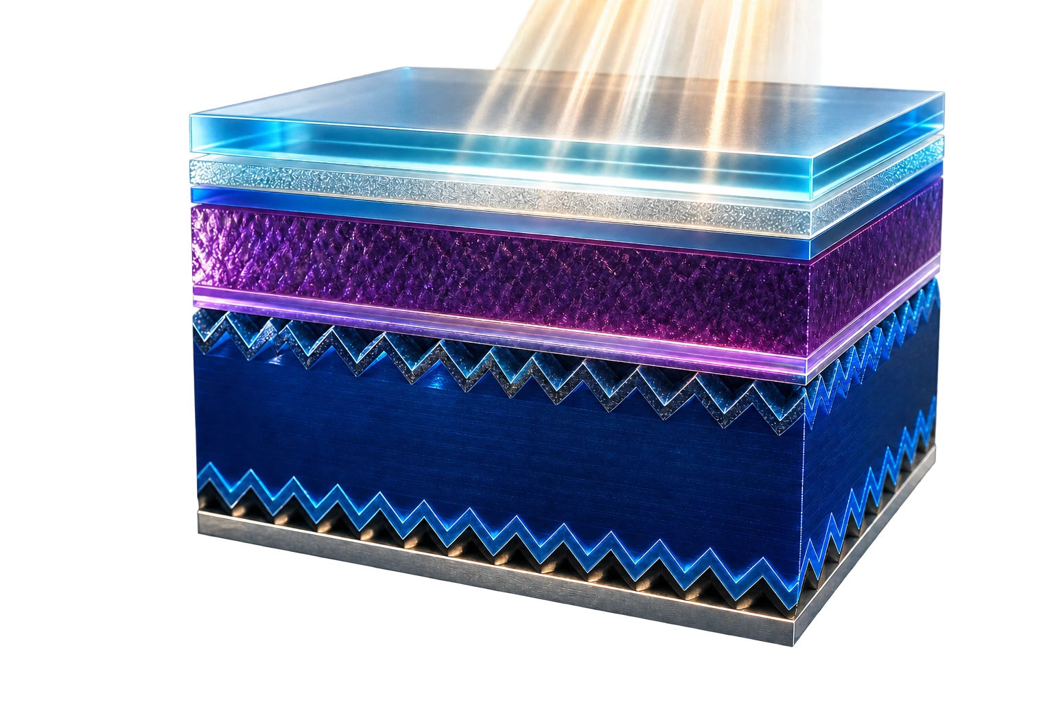 Three-dimensional 2T perovskite-silicon tandem device structure under illumination