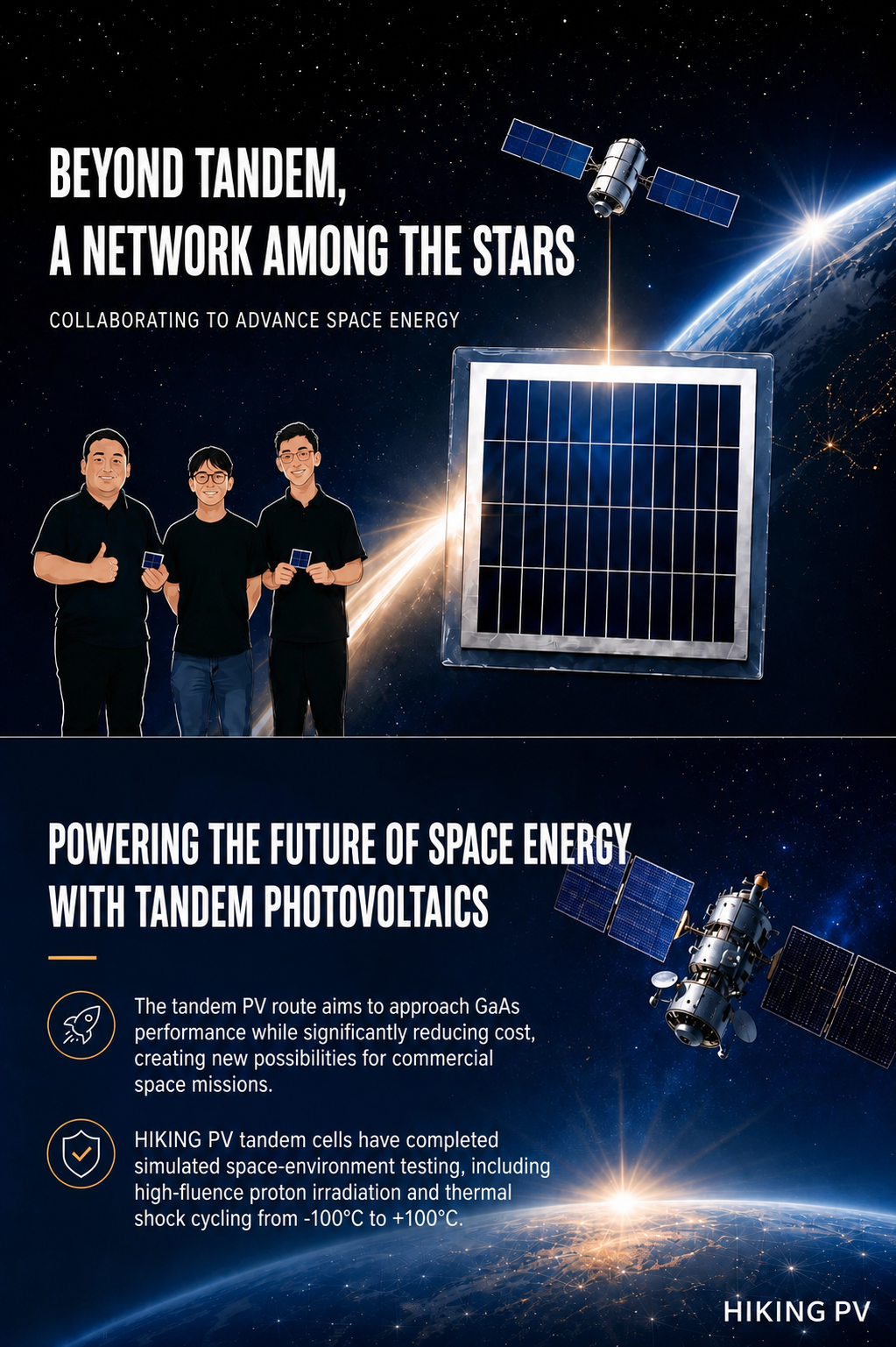 HIKING PV tandem solar cell sample for space-energy applications